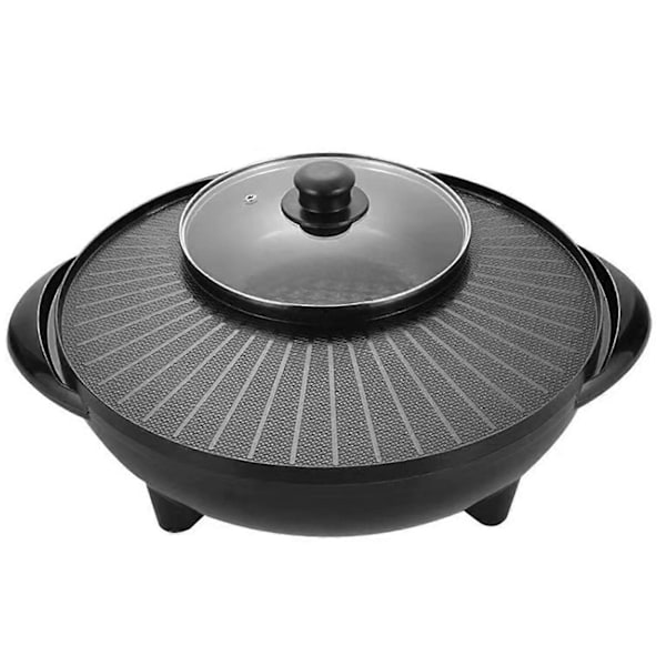 Sähkögrilli ja hot pot 2 in 1 kannettava keittiöväline pyöreä monitoiminen korealainen BBQ perheelle sisätiloissa piknikille retkeilyyn ulkona[ch] 34cm