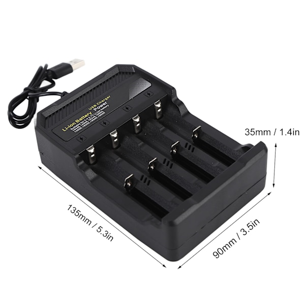 18650 Batterilader Uafhængig Opladning 4 Slots Universal Smart Batterilader til 10440 14500 16340 16650 14650 18350 18500 18650 Lithium Li Ion