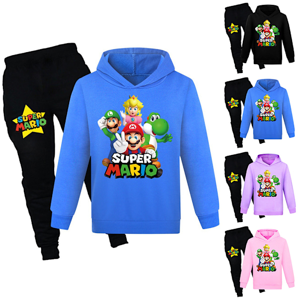 Barn Pojkar Super Mario Hoodie Top Byxor 2st Kit lila purple 150cm