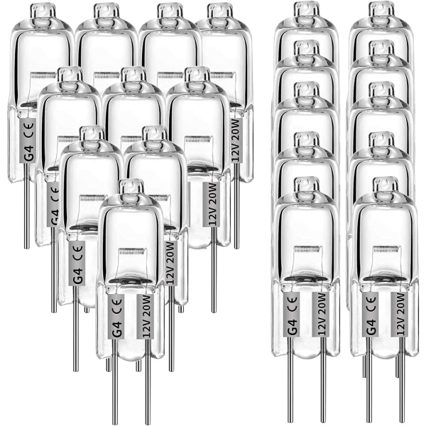 G4 halogenlampor 20W 12V - Varmvita - 20-pack 20W