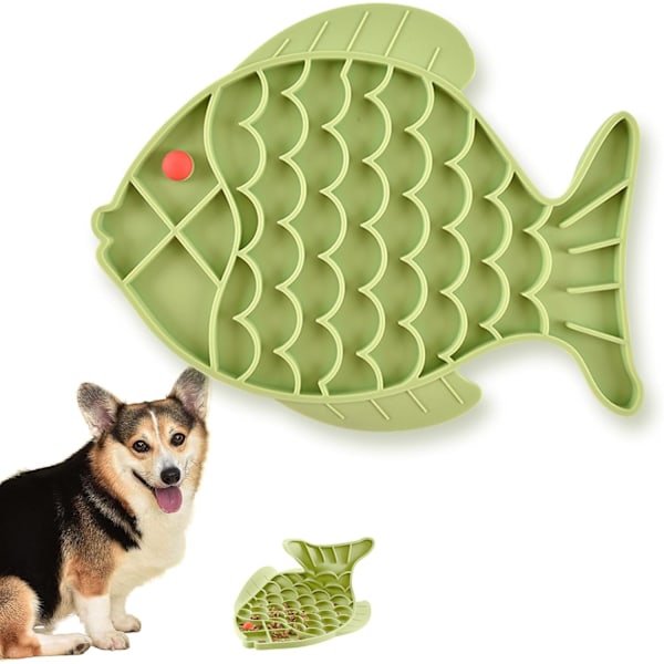 Lick Pad Dog Cat Slow Feeder Mat,Premium Lick Pad for Dog Anxiety Relief, Slow Feeder Dog Bowls,Bathing,Grooming and Training-Fish Pattern