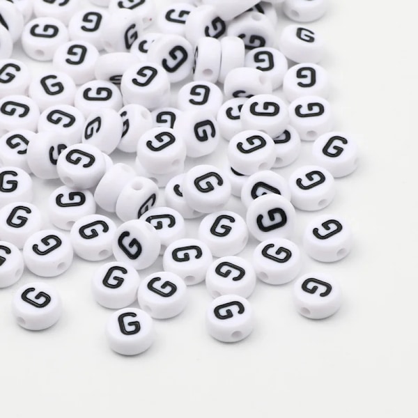 7x4mm Akryl Alfabet Bogstav Perler til DIY Smykkefremstilling 50/100/200 stk.[JR] G