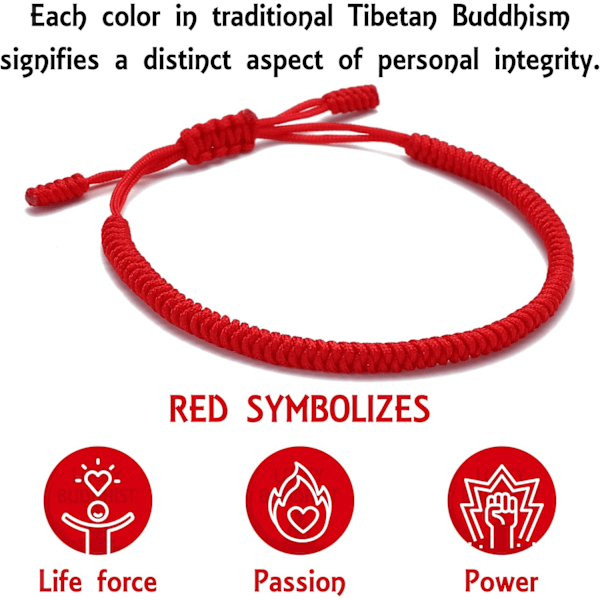Tibetanskt handgjort justerbart flätat rep Chakra-armband för kvinnor Män Tonåringar Vänskapsgåva[JR] Red