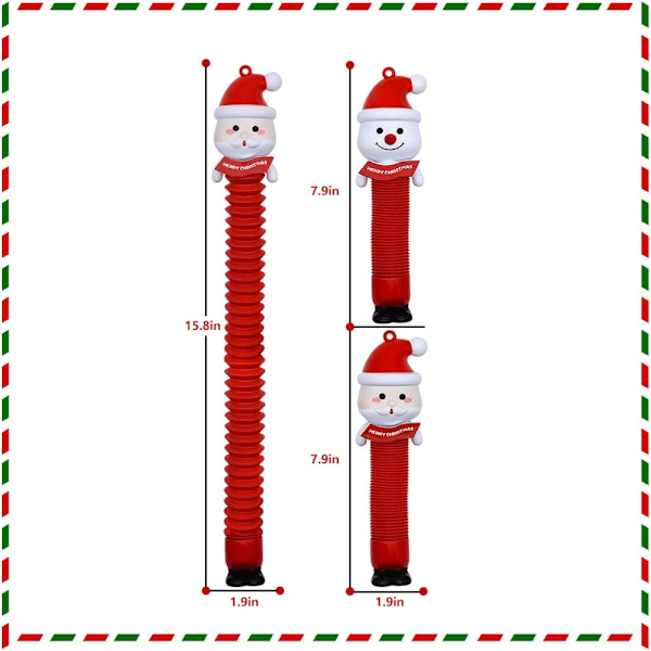 Jouluaiheiset Pop Tubes -lelut, 2-pakkaus LED-valoanturilla varustettuja aistilelulut taaperoille, joissa on narut Sunmostar