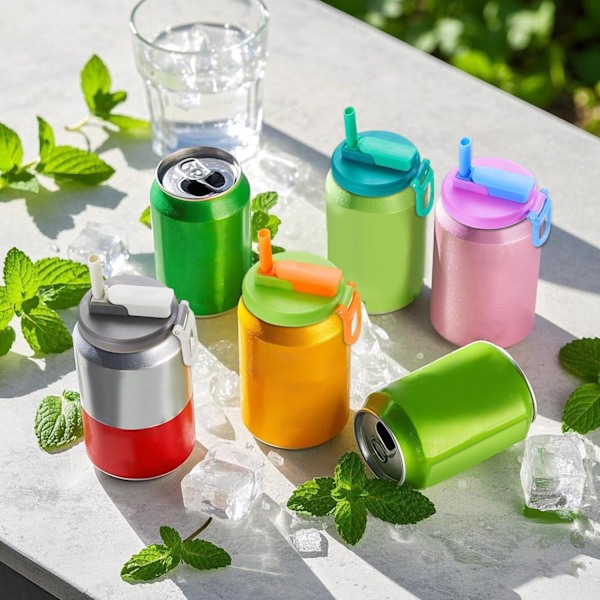4 kpl Tölkin Kansi Pillillä Silikoniset Juomatölkin Sulkimet Tölkin Kannet Pillillä Tölkin Suojat Limonadille Colalle (JS)