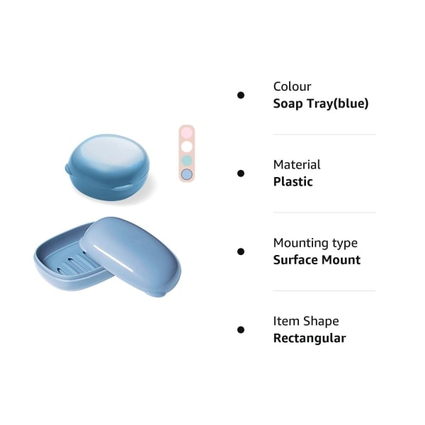 2 kpl Suihkusaippua Koteloa, Muovi Saippuaastia Matkasaippuaastia Kansi, Saippuaastia Kannettava Saippuaastia Vuotamaton (Sininen)