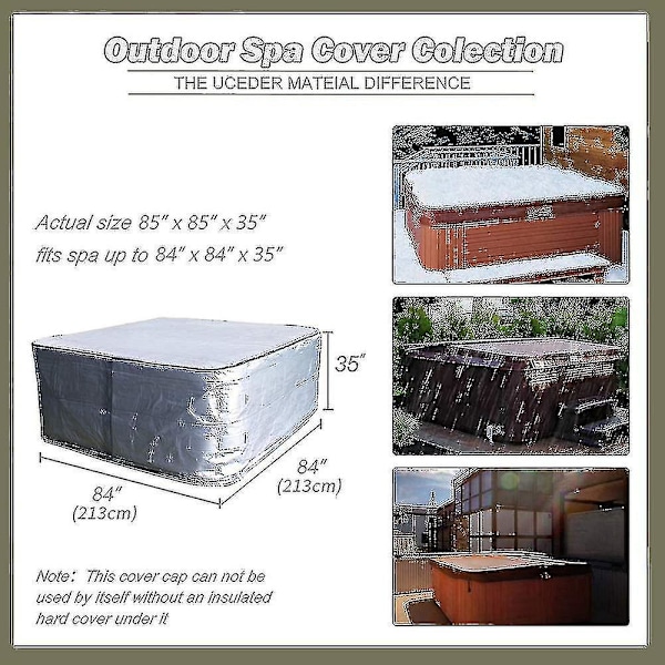 Badekar Cover 84\" Lx84 D x 35\" H Spa Cover Vandtæt Badekar Solskærm