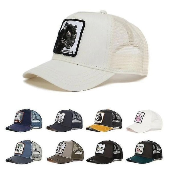 Svart Panther Mesh Cap för vuxna, sommarbaseballkeps, Trucker Cap W-WELLNGS Tiger-grå