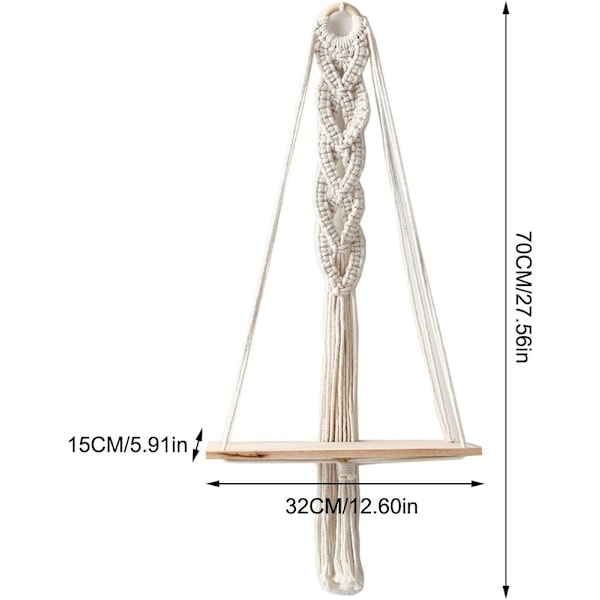 Macrame väggdekoration i trä, boho väggdekoration gobeläng växtkruka