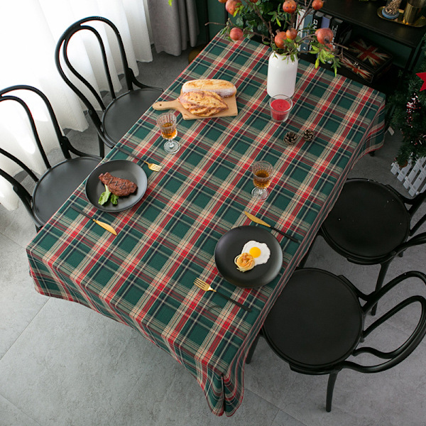 Juledug Vintage Grøn Ternet Dug, 140*180cm