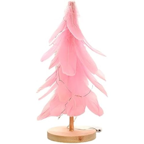 Pink Feather Christmas Tree Desktop Ornament med LED-ljus