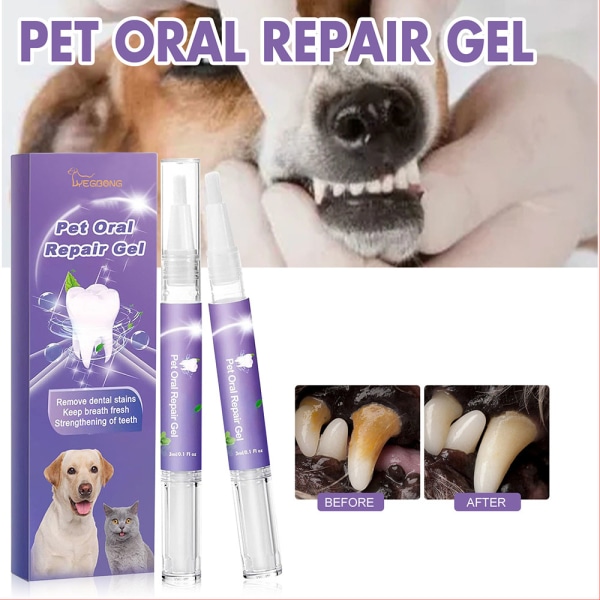 Hund Gula tänder fläckar Ta bort gel Minska tändernas känslighet Hygienrengöringsmedel för husdjursmaterial 2pcs