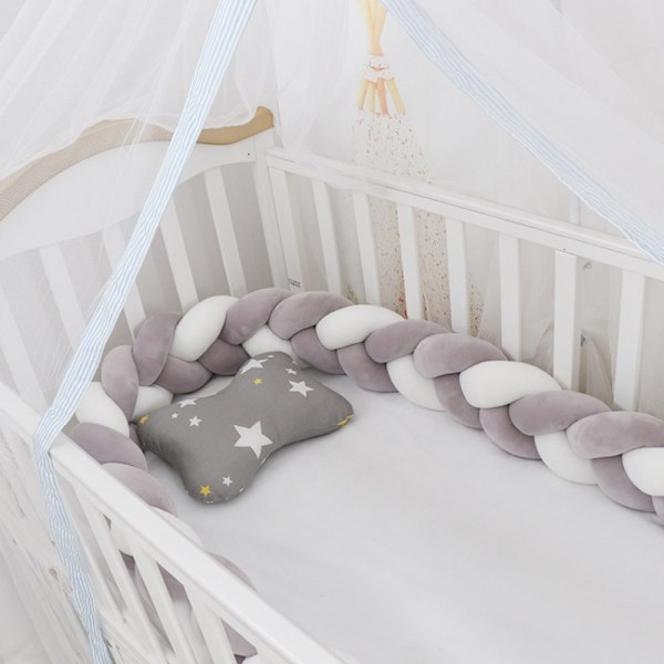 Baby roterande rak säng, sängskena dekoration, handgjord tresträngad fläta Vit Rosa Lila Vit Rosa Lila Vit Rosa Lila White Pink Purple 2 meters