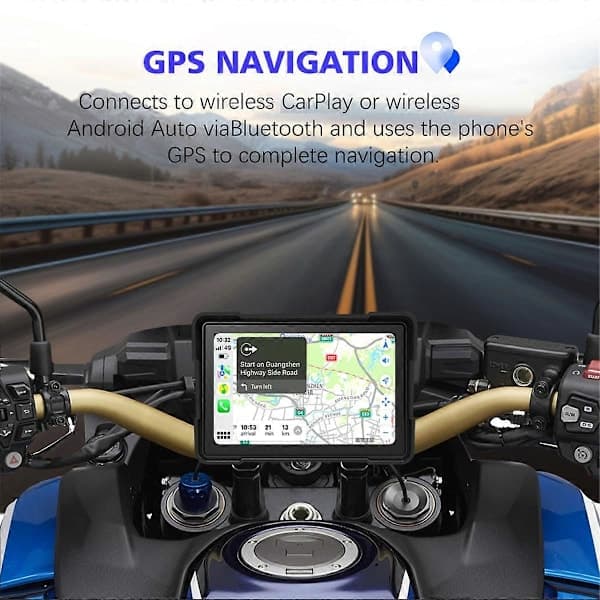 Motorcycle 5-inch Bluetooth Portable Screen GPS Navigation IP67 Waterproof Wireless Carplay Android