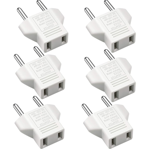 USA till EU-adapter, [6-pack] 2-stift CN Kina USA-Amerika till 2-stift EU