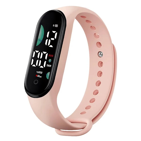 Ur Elektronisk LED Digital Armbåndsur til Kvinder Mode Casual Enkel Silikon Touch Vandafvisende Armbåndsur 14 LightPink