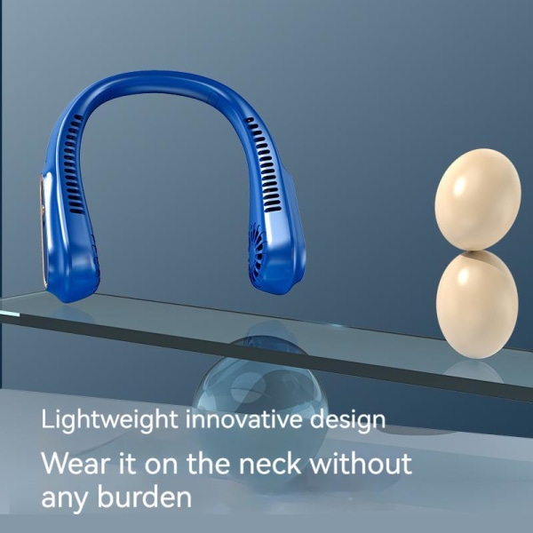 Portabel fläkt / Halsfläkt - Häng runt halsen LED-indikator blue