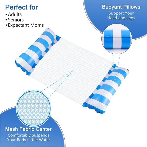 Water Hammock, Inflatable Floating Bed, Pool Lounge Hammock, Inflatable Floating Pool Hammock for Adults Blue
