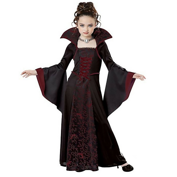 Barn Piger Performance Vampyr Kostume Halloween Hexe Kostumer vinrød wine red 120cm