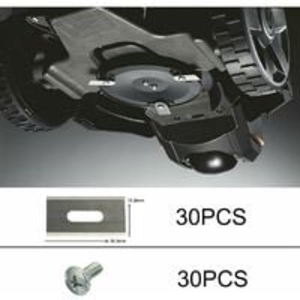30-pack gräsklipparblad för Husqvarna med dubbla vassa blad i rostfritt stål 36,518,50,65 mm