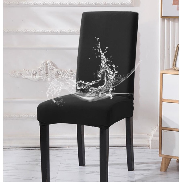 Simplicity Home Sovrum Plus Hög Stretch Mjölksilke Vattentäta Stolsöverdrag - Svart, 6 st[ch]