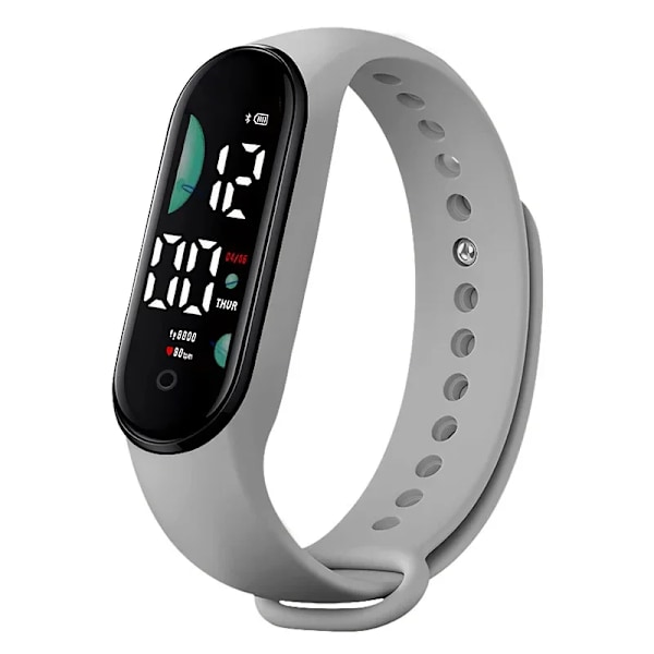 Ur Elektronisk LED Digital Armbåndsur til Kvinder Mode Casual Enkel Silikon Touch Vandafvisende Armbåndsur 16  Gray