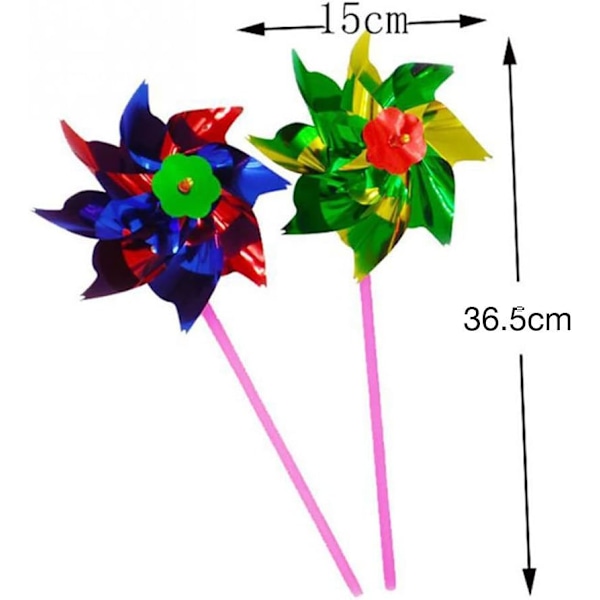 36 st Plast Regnbågsvindmöllor Gräsmatta Trädgård Gräsmatta Spinner Rolig Fiesta Dekoration Flamfärger 15 x 36,5 cm (Färg Slumpmässig)