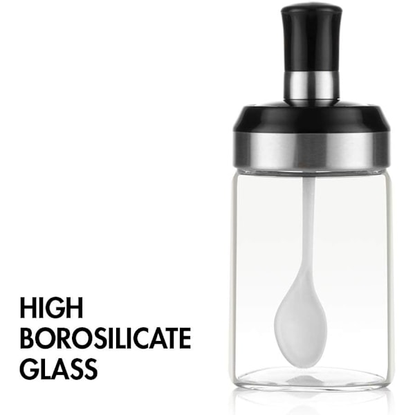 SÅSBURK Transparent Glas Kombination Sked med Lock Behållare Förvaring Kryddor Salt Socker