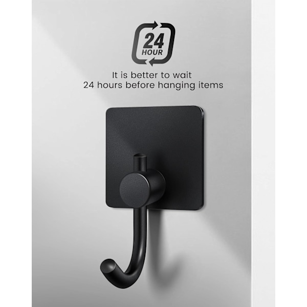 Selvklebende Kroker Kraftige, Veggkroker for Oppheng, Håndklekroker for Jakker/Morgenkåper/Håndklær for Montering på Badet, 6-Pakning, Svart