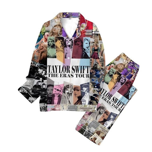 Taylor Swift The Eras Tour Jule Pyjamas Dam Set 1989 Skjorte og Bukser Pyjamas Pjs Sæt Knap Ned Loungewear style 2 style 2 S