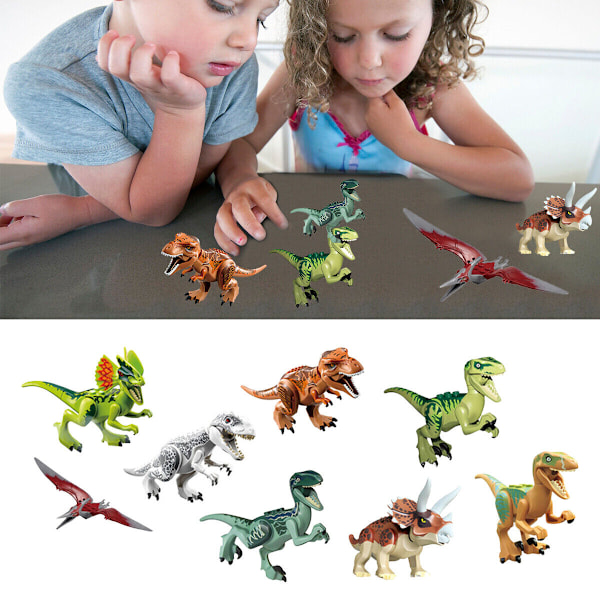 8x Jurassic World Dinosaur T-Rex Figur Byggeklodser Blokke Bedste Børnegave Flerfarvet multi-coloured