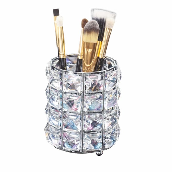 Sminkepenselholder Organizer Gullkrystall Bling Personlig Gullkamm Pensler Blyant Oppbevaringsboks Beholder