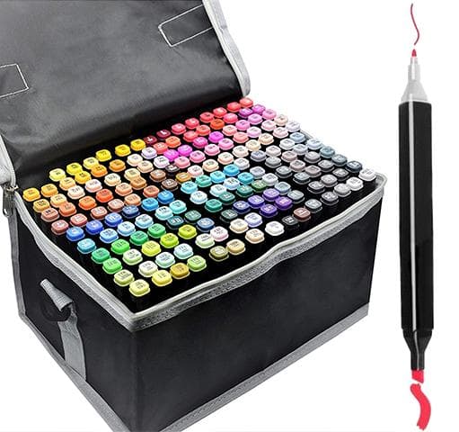 168-pack Marker Pens with Case - Colored Pens Double-Sided Pens Multicolor Multicolor multifärg