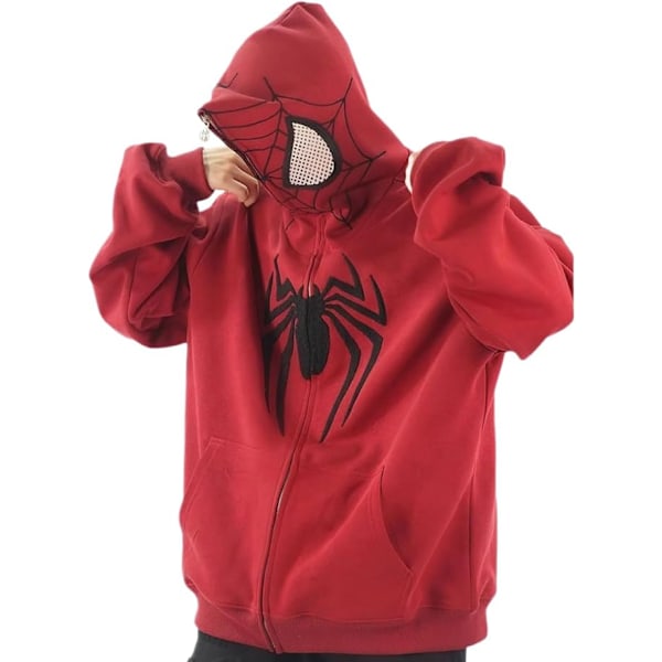 Spider Hoodie Kvinde Y2k Spiderman Hættetrøje Oversized Fuld Lynlås Grafisk Hættetrøjer Spiderman Jakke Kawaii Trøje XL