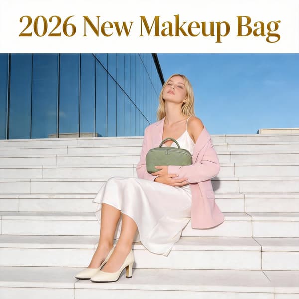 Large Cosmetic Bag Opens Flat for Easy Access, Spacious Toiletry Bag with Compartments, Waterproof Pouch for Brushes and Green