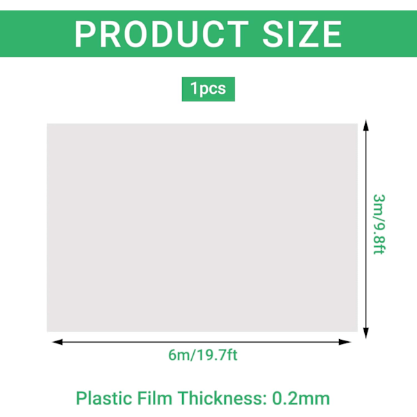 3x6m Polyeten Växthusfilm, Transparent och Hållbar Trädgårdsfilm för Folietunnlar x 6 m