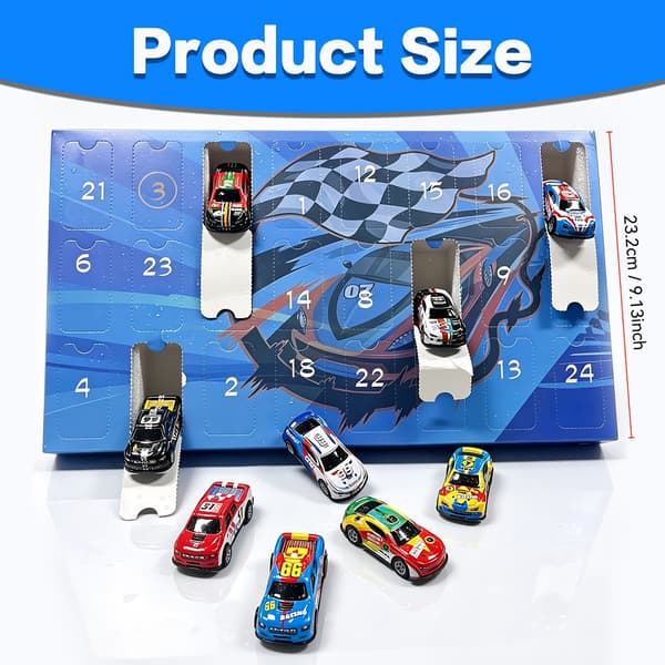 Julkalender med pull-back-racerbilar för barn – Nedräkningspresent Xmas Countdown