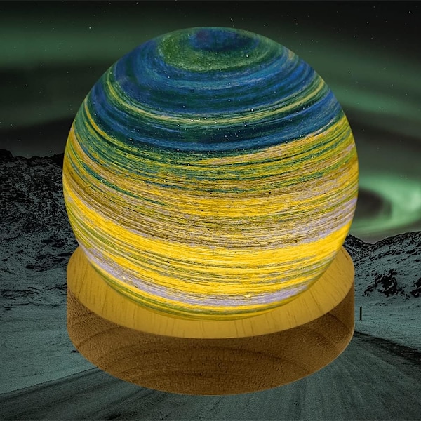 RGB 16-Farve Planet Glas Kugle Natlampe, Dæmpbar USB Astronomisk Lampe med Fjernbetjening (8cm) Parent