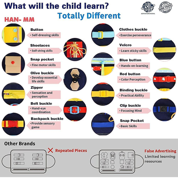 Pedagogiska styrelseleksaker för Heilwiy Kid,sensoriska leksaker Trådleksakssnörning för Heilwiy-bebisar,tidig utbildning