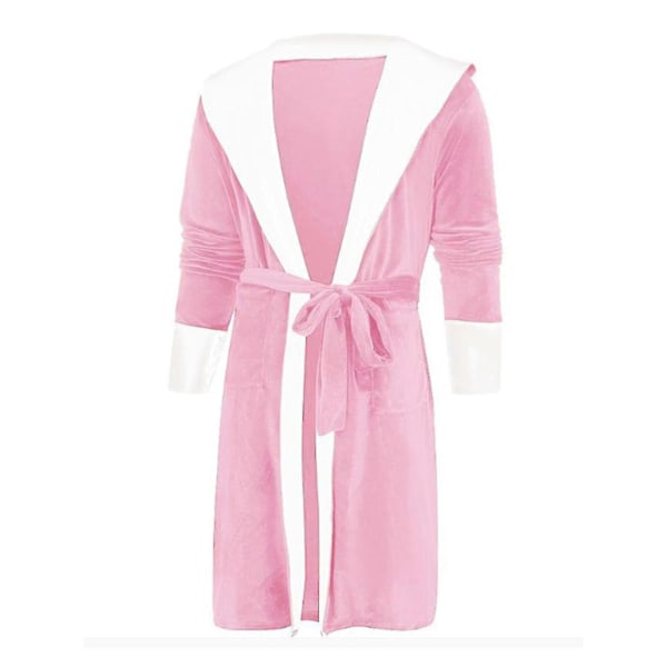 Kvinners Sherpa Fleece Morgenkåpe Myk Morgenkåpe Med Hettesnor Fluffy Towling Badekåpe Pink