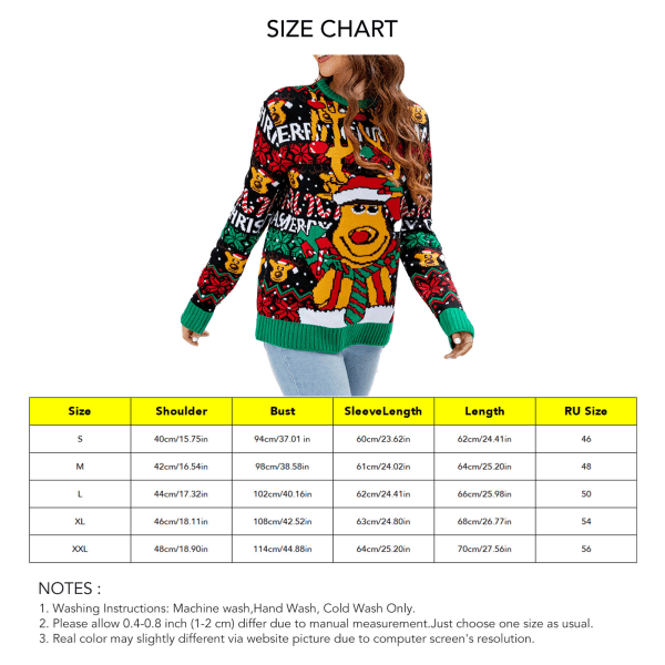 Jultröja Bekväm Rundhals Långärmad Jultröja Casual Jultröja För Kvinnor A1072 Elk Jultröja L