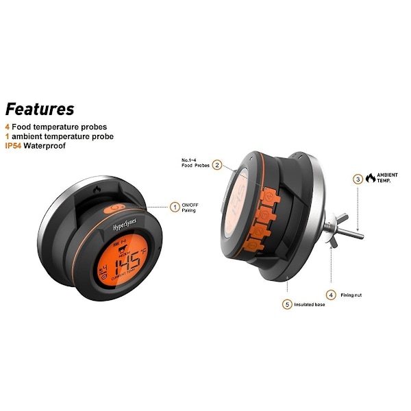 Matlaging Bluetooth Trådløst BBQ Fjerntermometer Probe Smart Digitalt Bluetooth Grilltermometer-WELLNGS(JS)