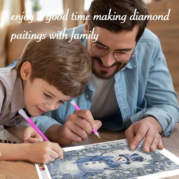 Snögubbe Diamantmålning Kit för Vuxna & Barn Nybörjare, Jul Diamantmålning för Full Rund Borr, DIY Måla med Diamantpunkter 12 * 16 tum