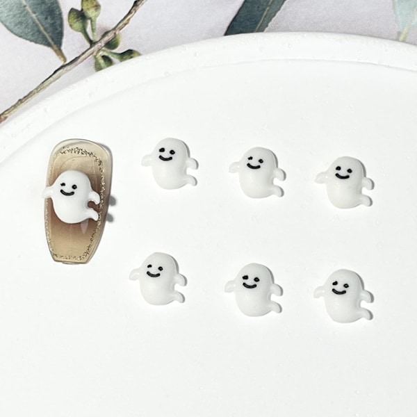 40 kpl Mini Ghost Halloween -kynsikoristeet 3D Valkoinen Ghost Nail Art Charms Resin Halloween Manicure -tarvikkeet Söpö Ghost Face Nail -koristeet