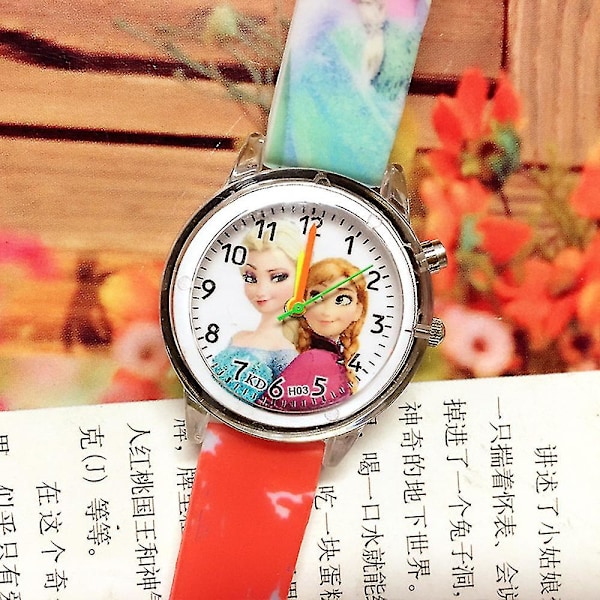 Børne Frozen Elsa Anna Ur til Piger Drenge Blinkende Lys Analogt Ur, Tegneserie Silikon Armbånd Ure Fødselsdagsgave Red