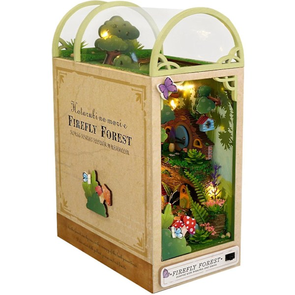 Trä 3d DIY Book Nook Miniature Kit Firefly Forest Decor