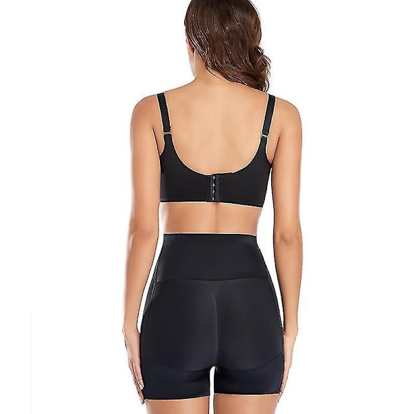Trosor med rumplyft, sömlösa vadderade underkläder, kvinnor, rumpkuddar, hög midja, magkontroll, shapewear SVART BLACK M