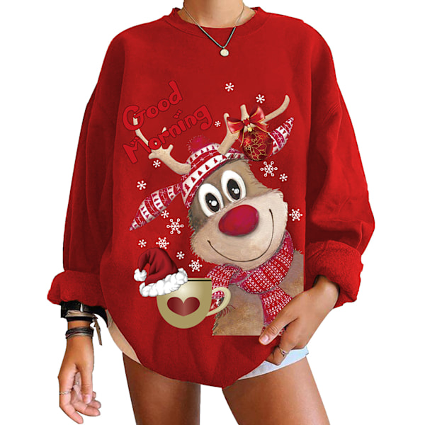 Rød Jule Sweater Dame Varmt Jule Strik Red M