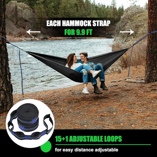Hängremmar – 6 m Hängmattsremmar för Camping, 30+2 Öglor, 900 kg Kraftiga Remmar