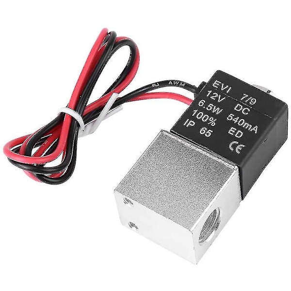 Magnetventil, 12V DC 1/4\" 2-vägs normalt stängd 1,2mpa pneumatisk aluminiummagnetventil för luft/vatten (dc12v)